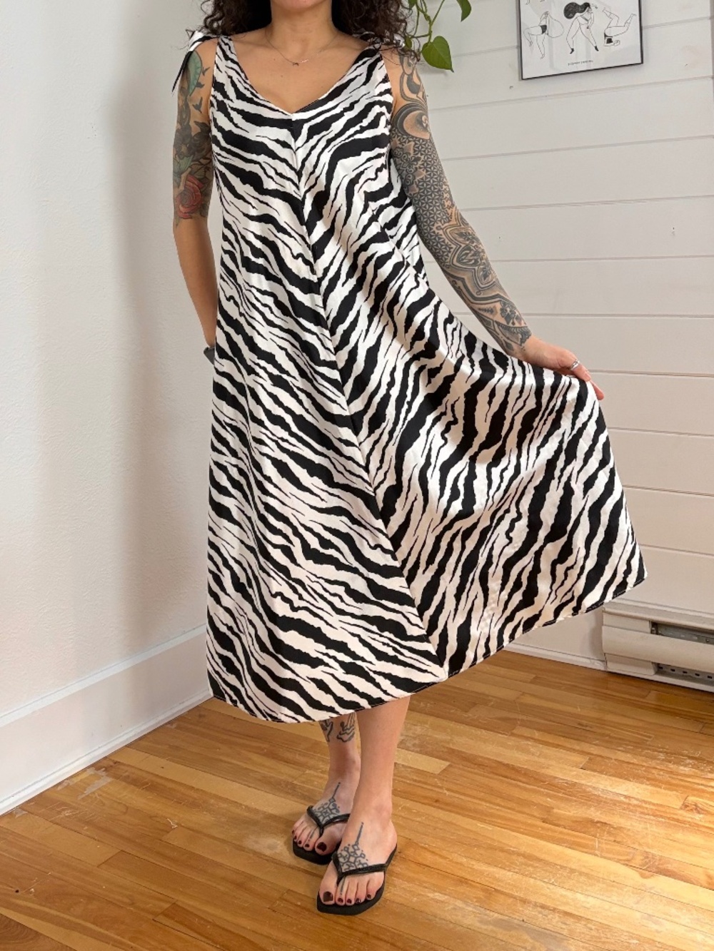 Vintage Bob Mackie zebra midi dress